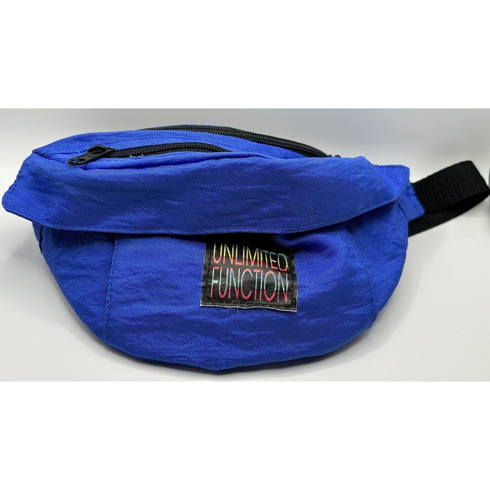 Fanny Pack Black 2 Pocket Unlimited Function Logo Blue Sport Vintage‎ 1990s